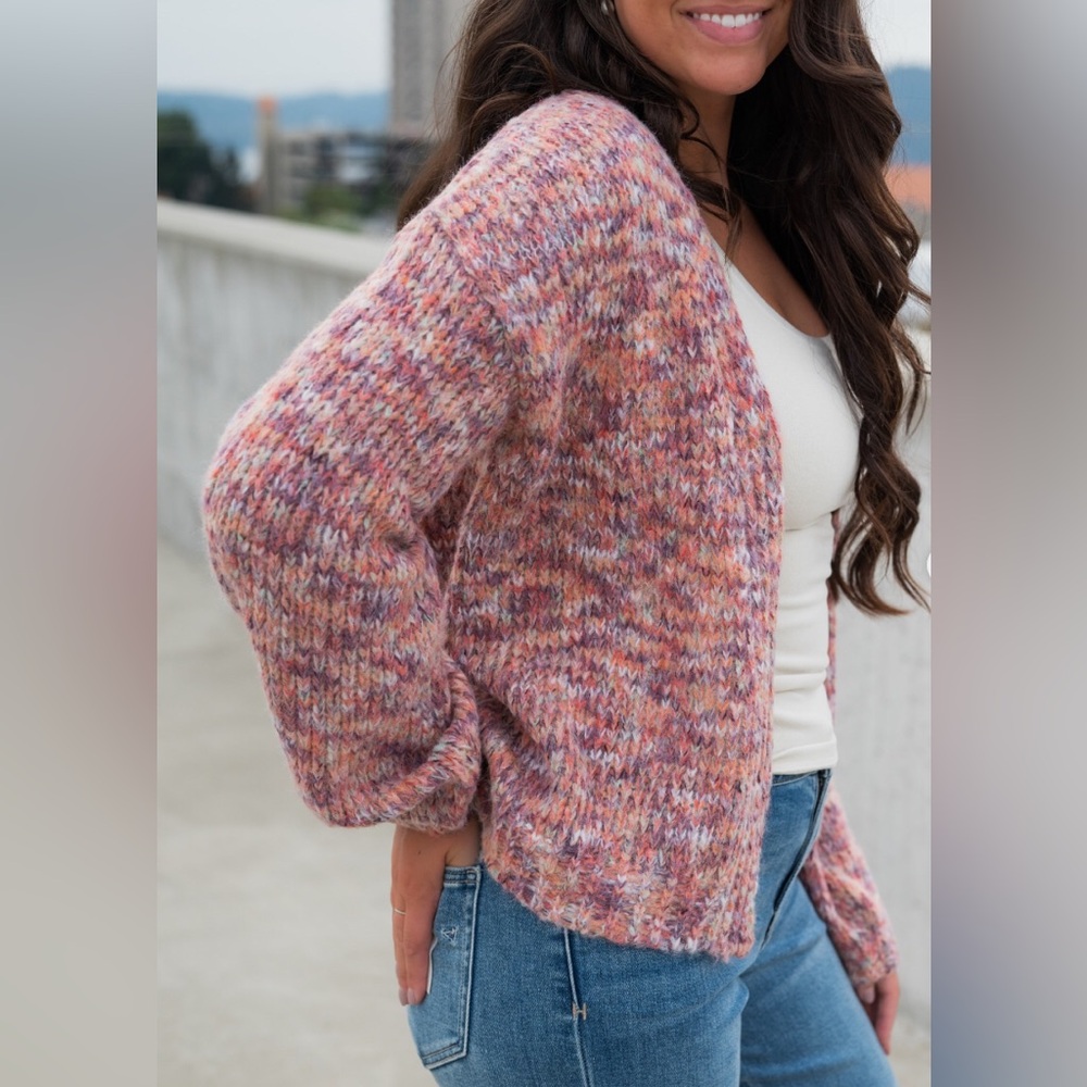 NWT Hem & Thread Mixed Yarn Cardigan sz L